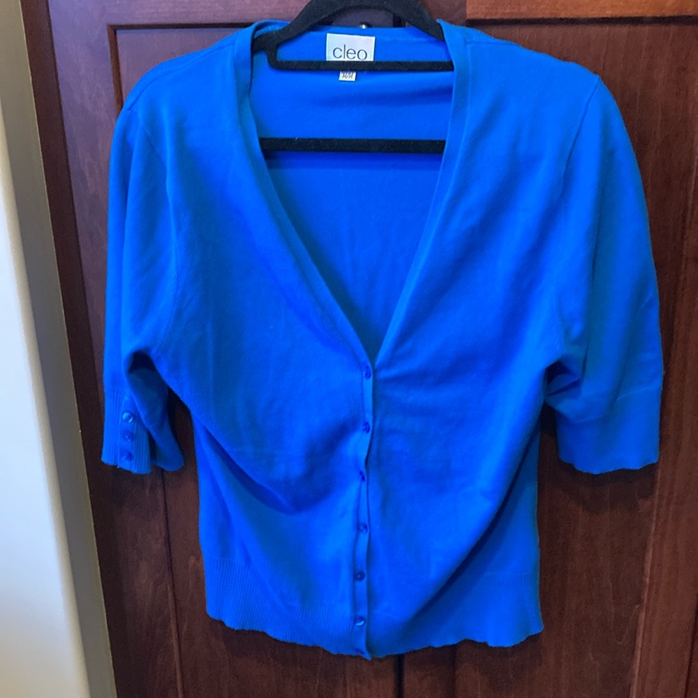Cleo Women's Blue Cotton Cardigan